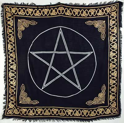 Gold Border Pentagram - Altar Cloth