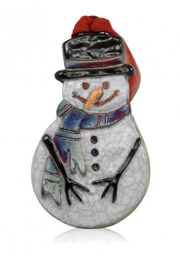 Raku Ornament - Snowman