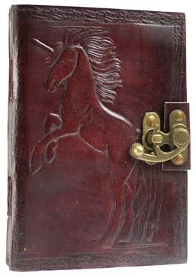 Unicorn leather blank book w/ l