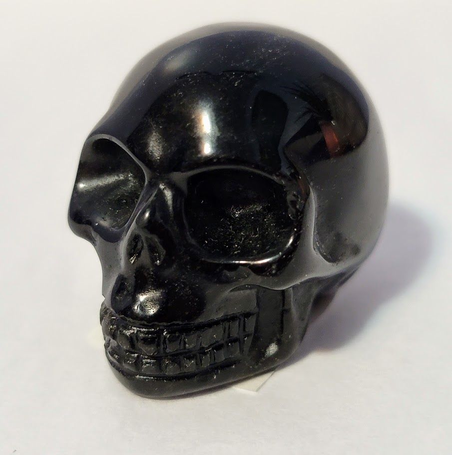 Silver Sheen Obsidian Skull