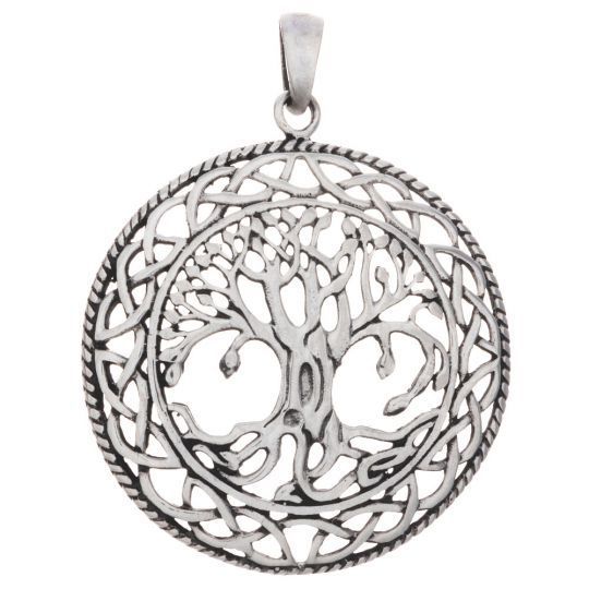 Sterling Silver Knot Border Tree - Pendant
