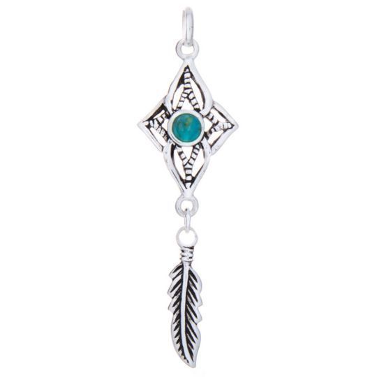 Sterling Silver Turquoise Feather - Pendant