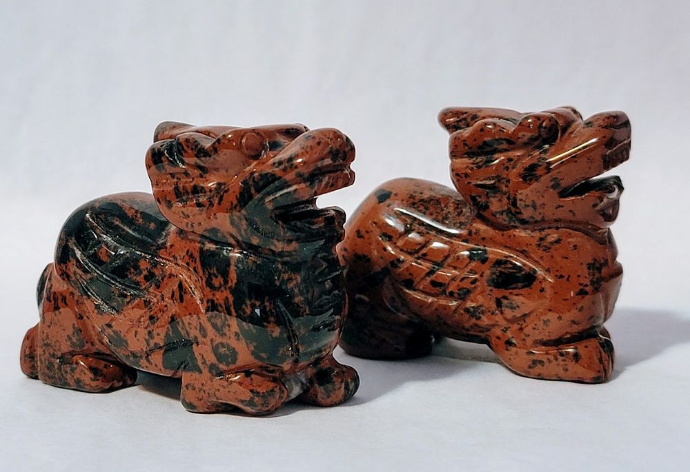 Pair of Foo Dogs Mahogany Obsid