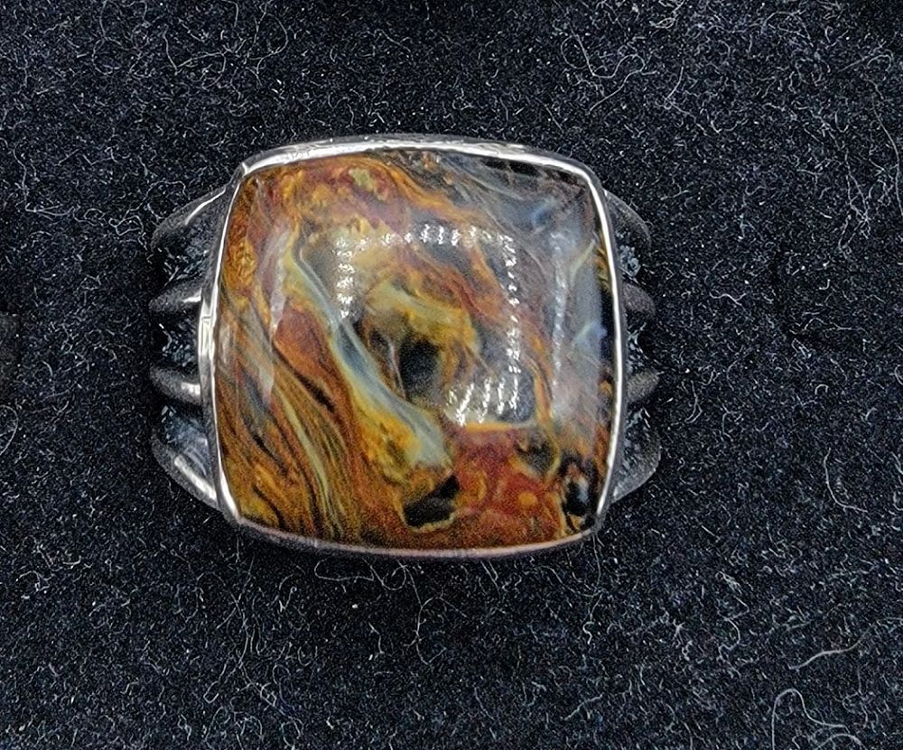 Sterling Silver Pietersite Ring - Size 10