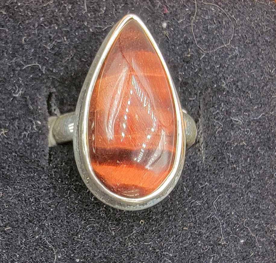 Red Tigers Eye Sterling Silv.