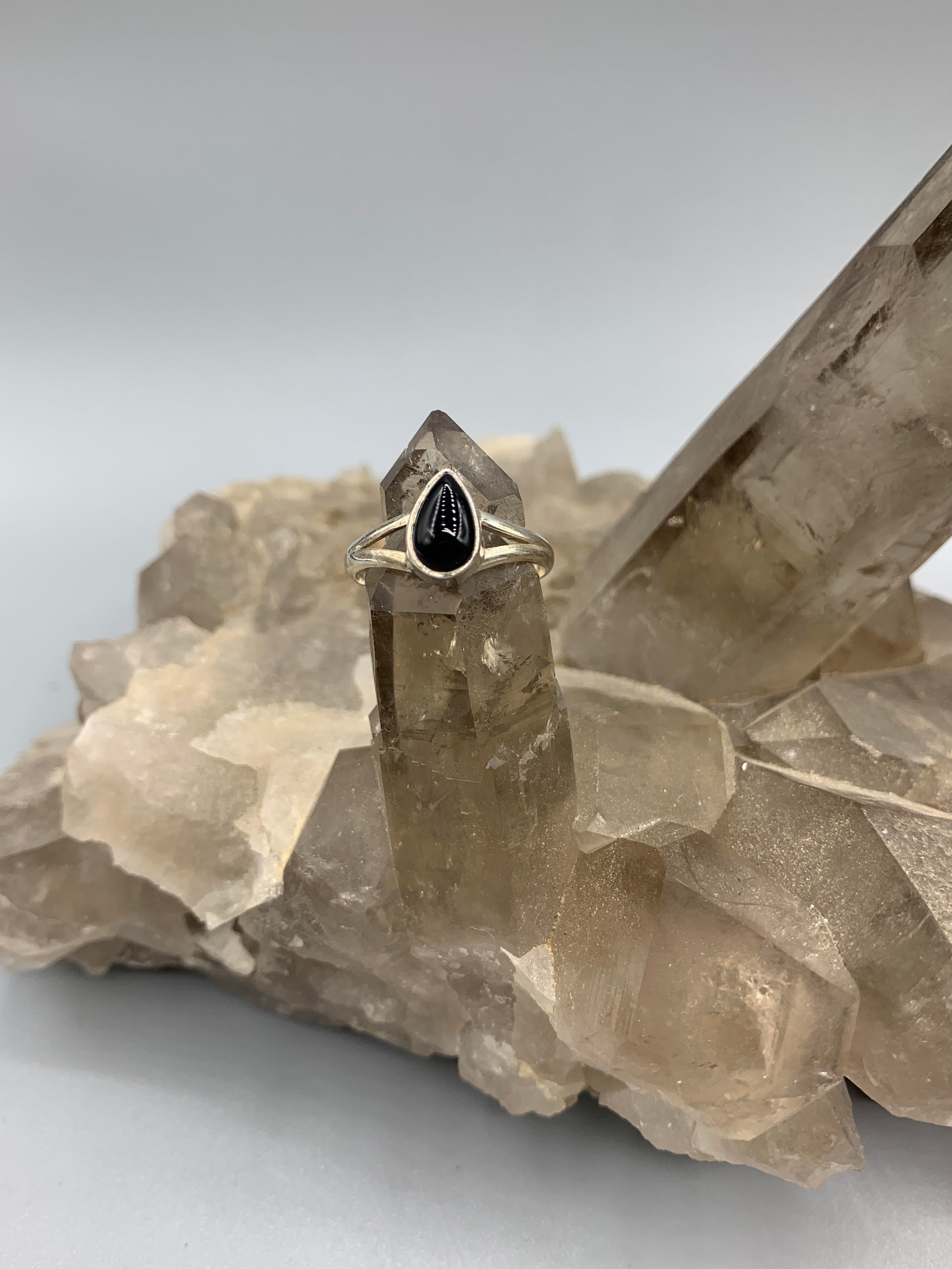 Sterling Silver Black Onyx Ring - Size 6
