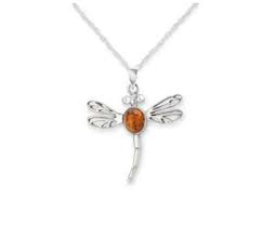 Sterling Silver Amber Dragonfly - Pendant