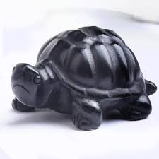 Turtle - Black Obsidian Carving (3")