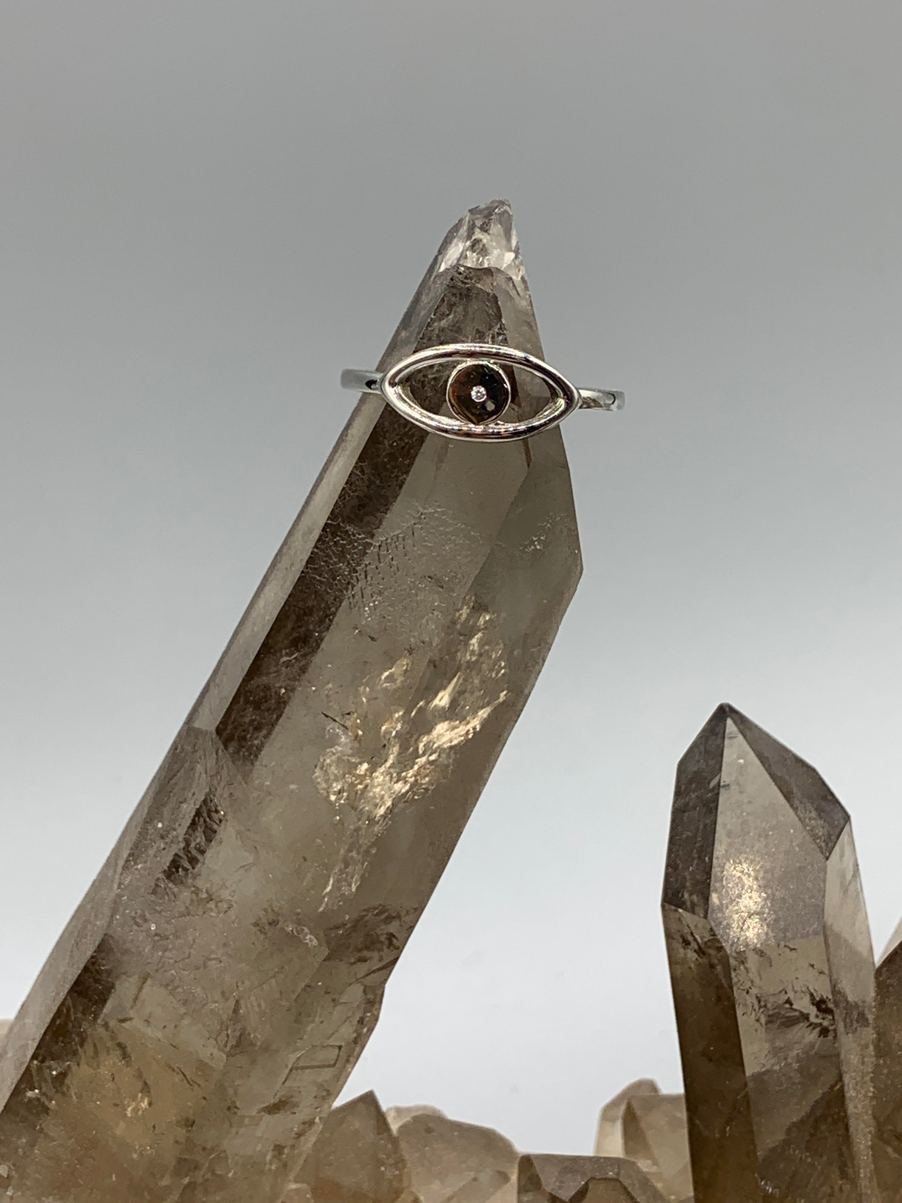 Sterling Silver Evil Eye Ring - Size 7