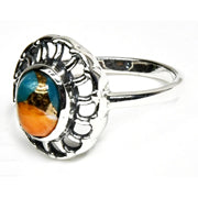 Sterling Silver Spiny Oyster Turquoise Ring - Size 6