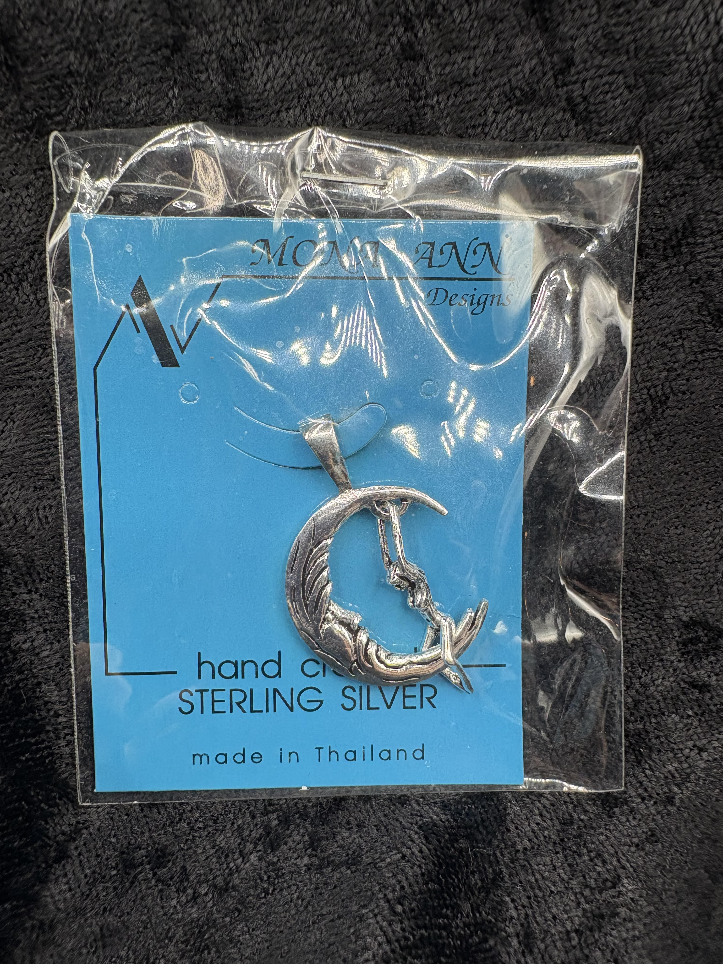 Sterling Silver Moon Woman Pendant
