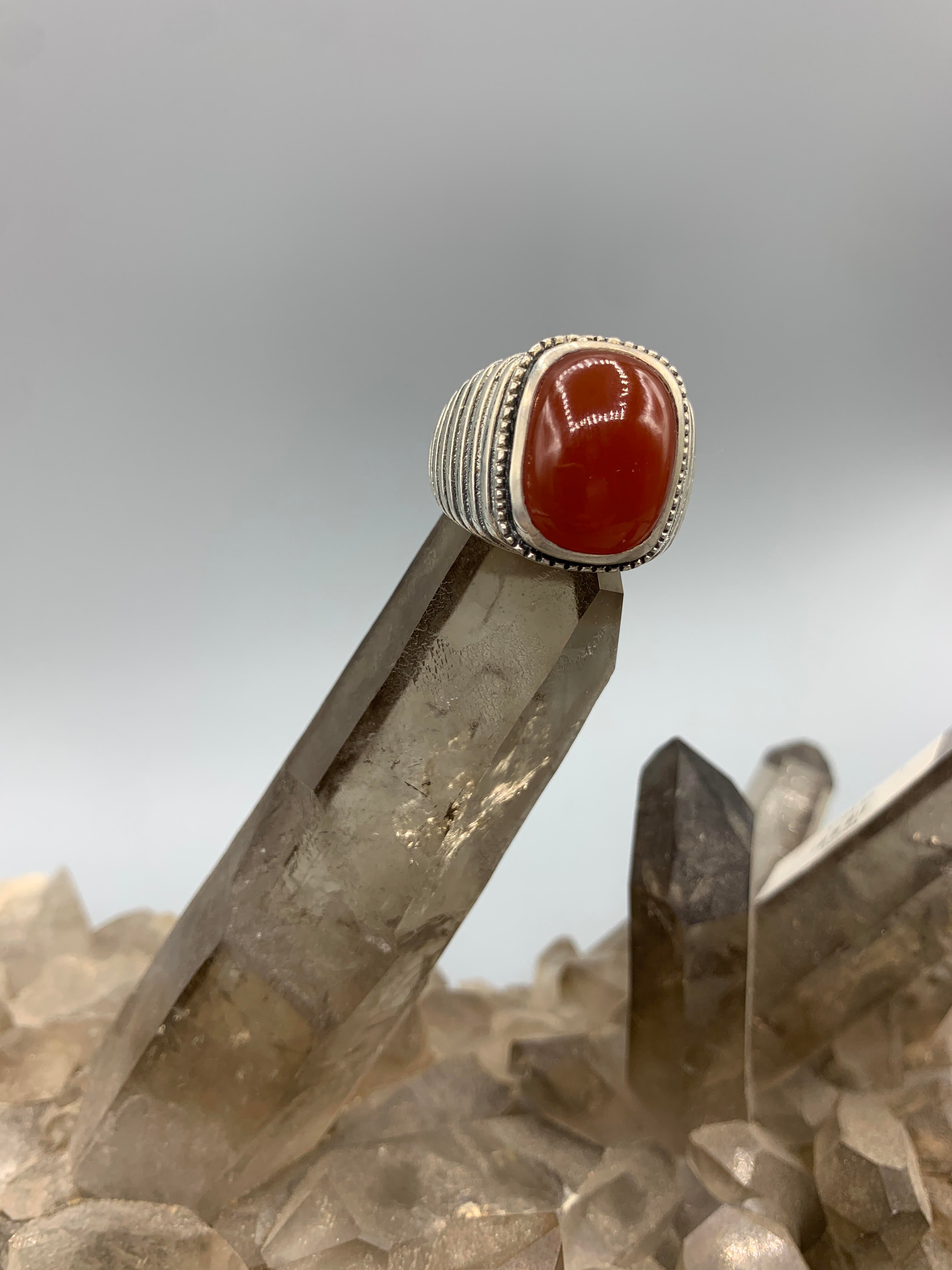 Sterling Silver Carnelian Ring - Size 10