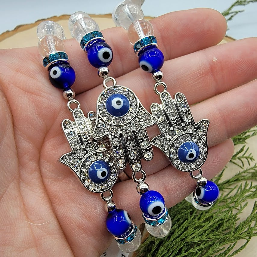 Evil Eye & Clear Quartz w/ Hand Bracelet