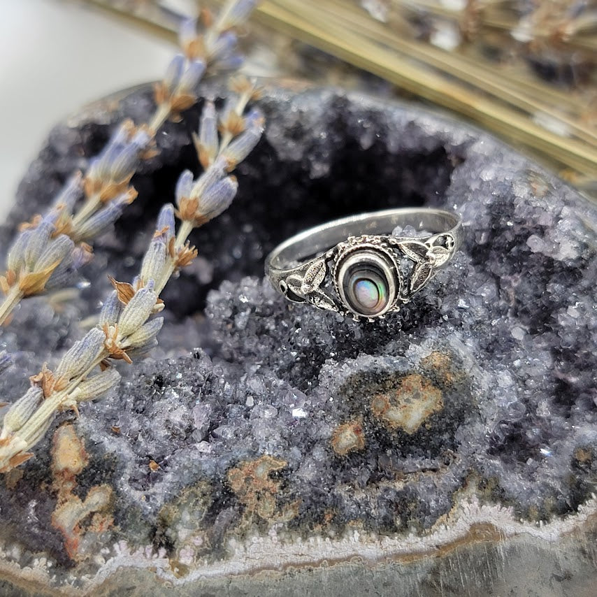 Sterling Silver Abalone Ring - Size 7