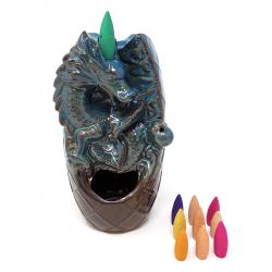 Backflow Burner - Ceramic Dragon Blue (6")