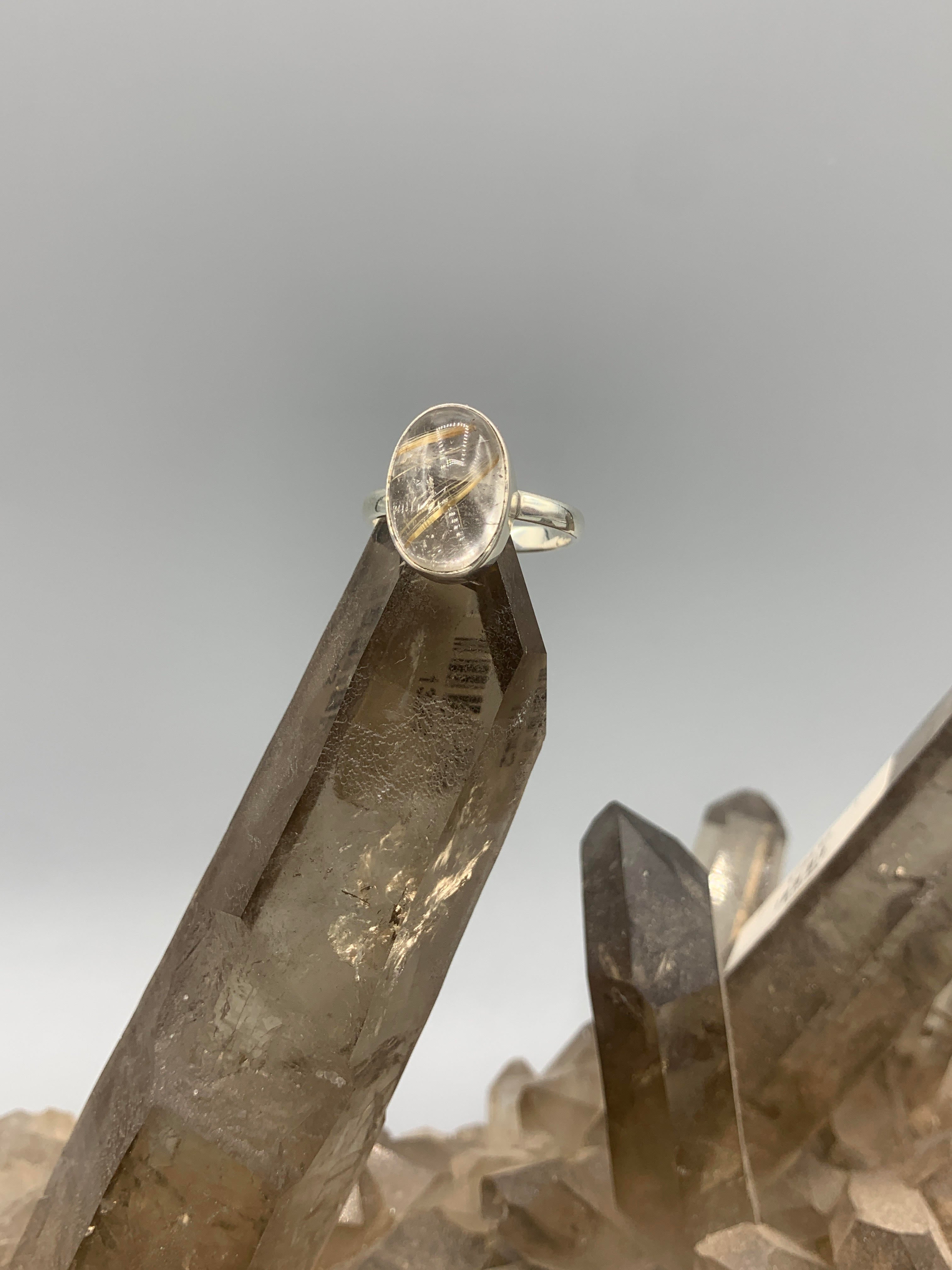 Sterling Silver Rutilated Quartz Ring - Size 7