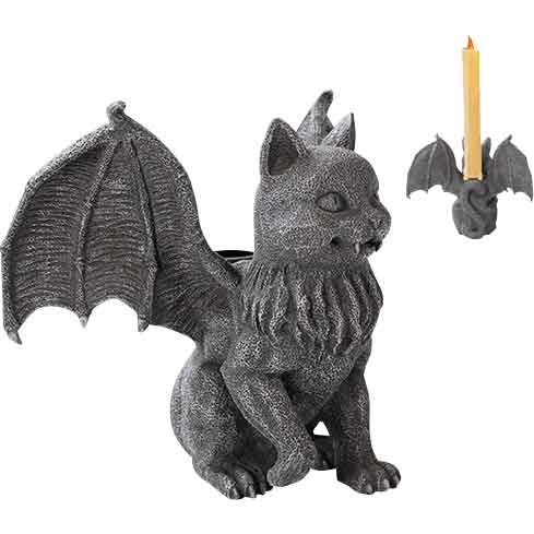 Vampire Cat Gargoyle Candle Hol