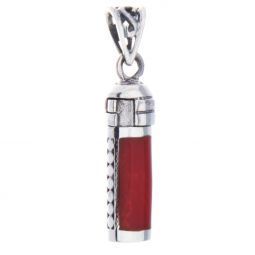 Sterling Silver Red Coral Chamber - Pendant