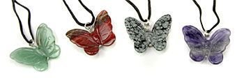 Assorted Gemstone Butterfly Pendant