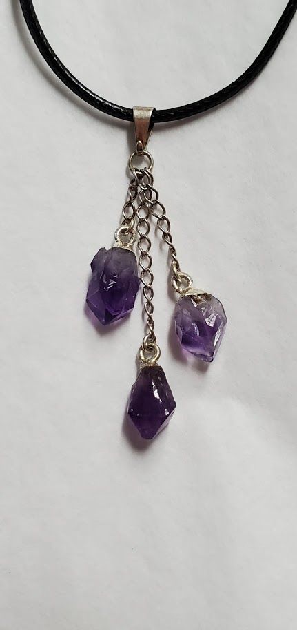 Amethyst Triple Drop - Silver Necklace