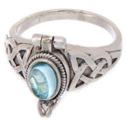 Sterling Silver Oval Box Ring Blue Topaz - Size 7