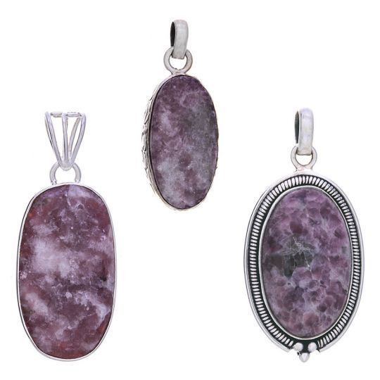 Sterling Silver Oval Lepidolite - Pendant