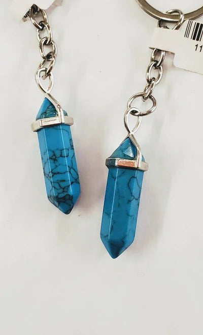 Gemstone Point Plated Keychain