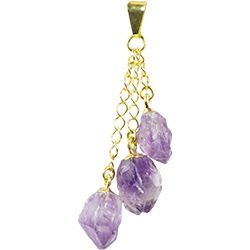 Amethyst Triple Point Gold Necklace