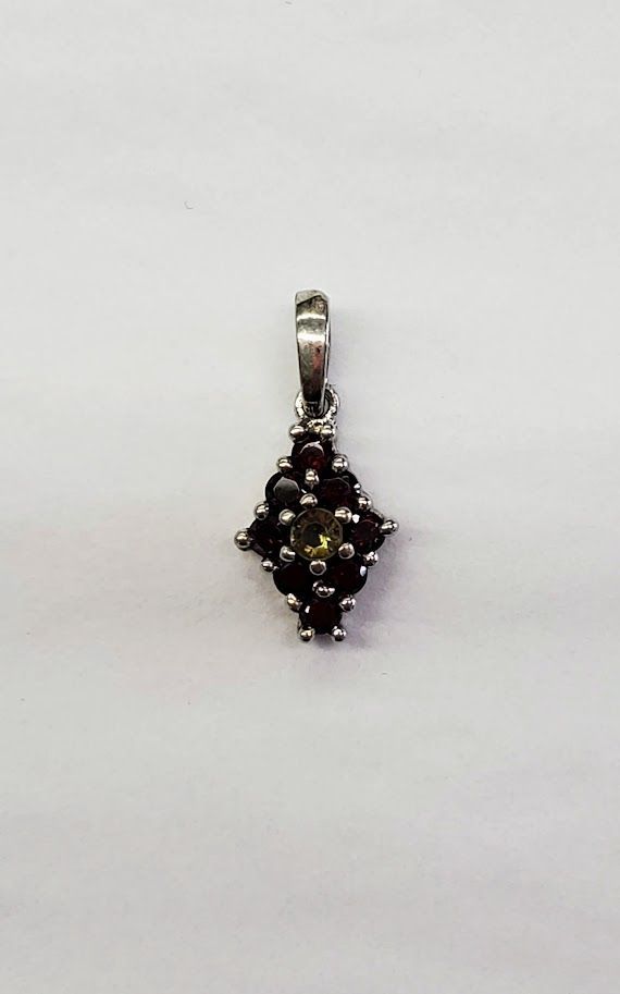 Faceted Garnet & Moldavite Pendant