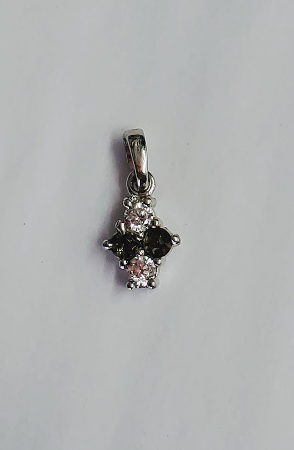 Faceted Moldavite, Garnet & Zircon Pendant