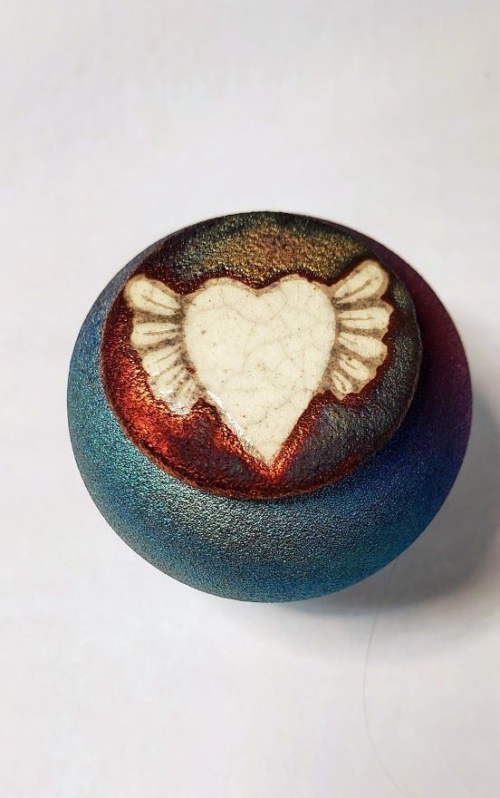 (1.5") Raku Jar - Wing Heart
