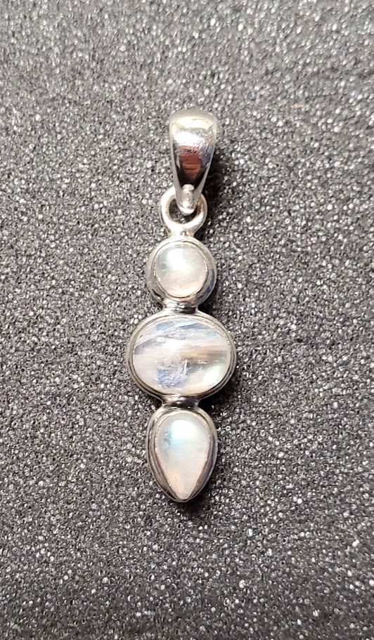 Sterling Sterling Triple Moonstone Pendant