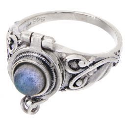 Sterling Silver Oval Box Ring Labradorite - Size 6