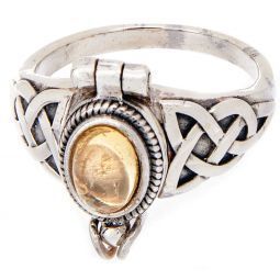 Sterling Silver Oval Box Ring Citrine - Size 9
