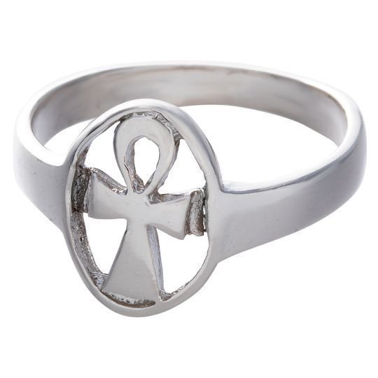 Sterling Silver Circled Ankh Ring - Size 9