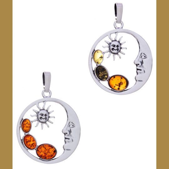 Sterling Silver Amber Celestial - Pendant