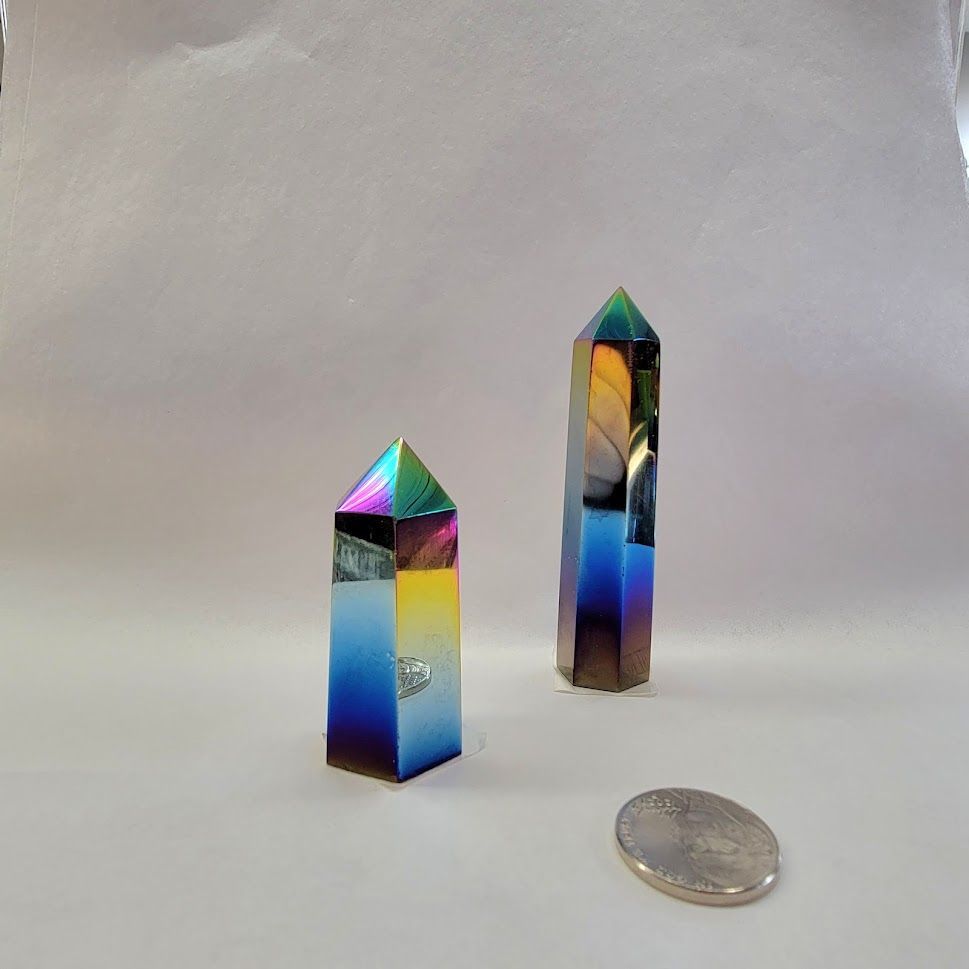 Black Rainbow-Plated Obsidian Obelisk - X-Small