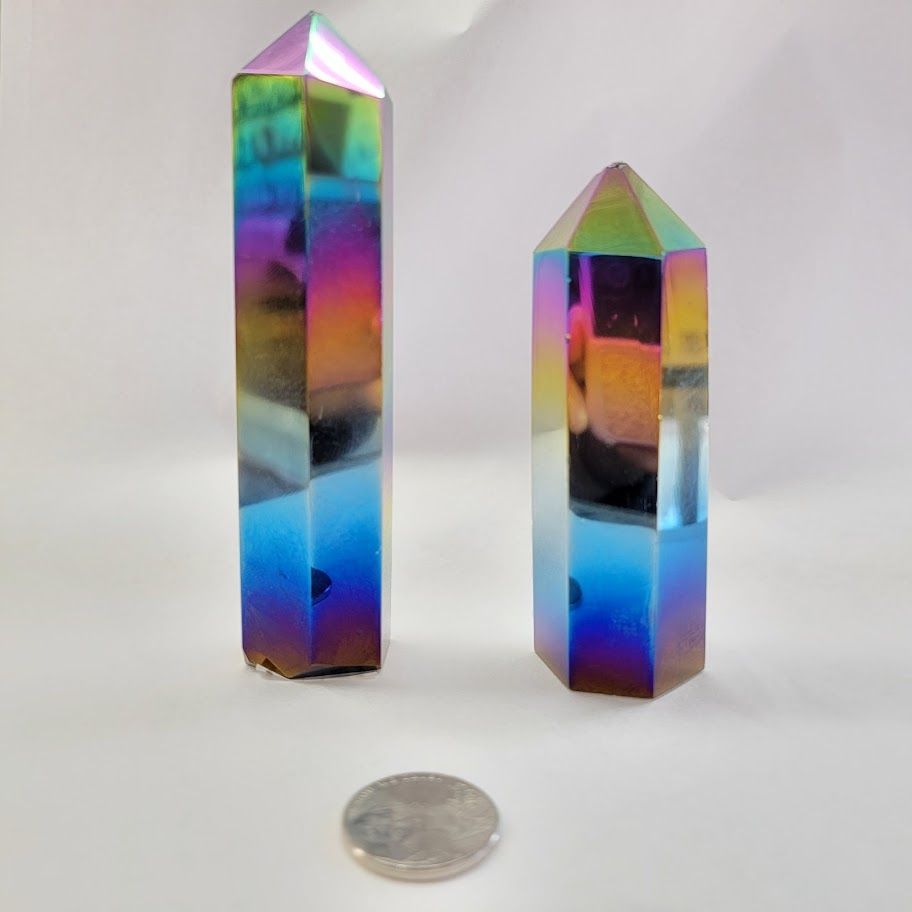 Black Rainbow-Plated Obsidian Obelisk - X-Large