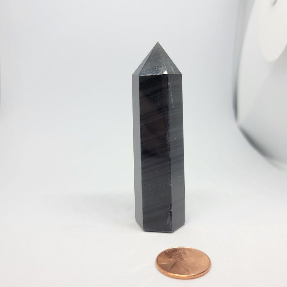 Black Rainbow Obsidian Obelisk - Small