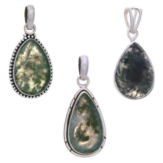 Sterling Silver Moss Agate - Pendant