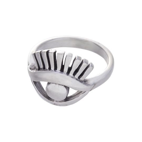 Sterling Silver Evil Eye Ring with Lashes - Size 5