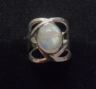 Rainbow Moonstone Sterling Silver Ring
