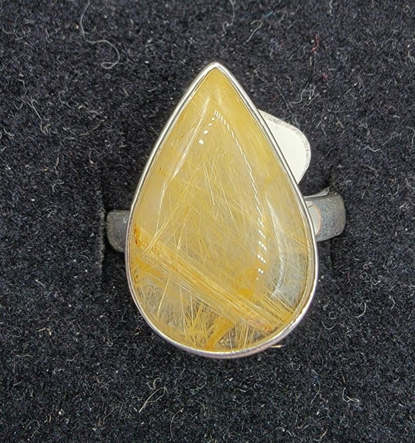Sterling Silver Rutilated Quartz Ring - Size 6