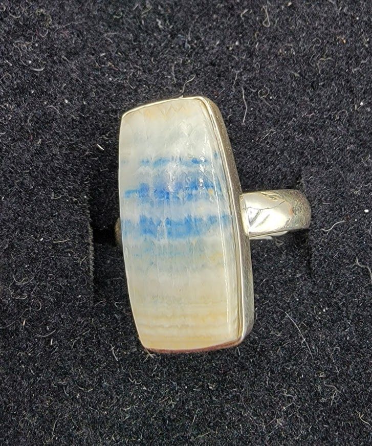 Blue Scheelite Rectangle Ring