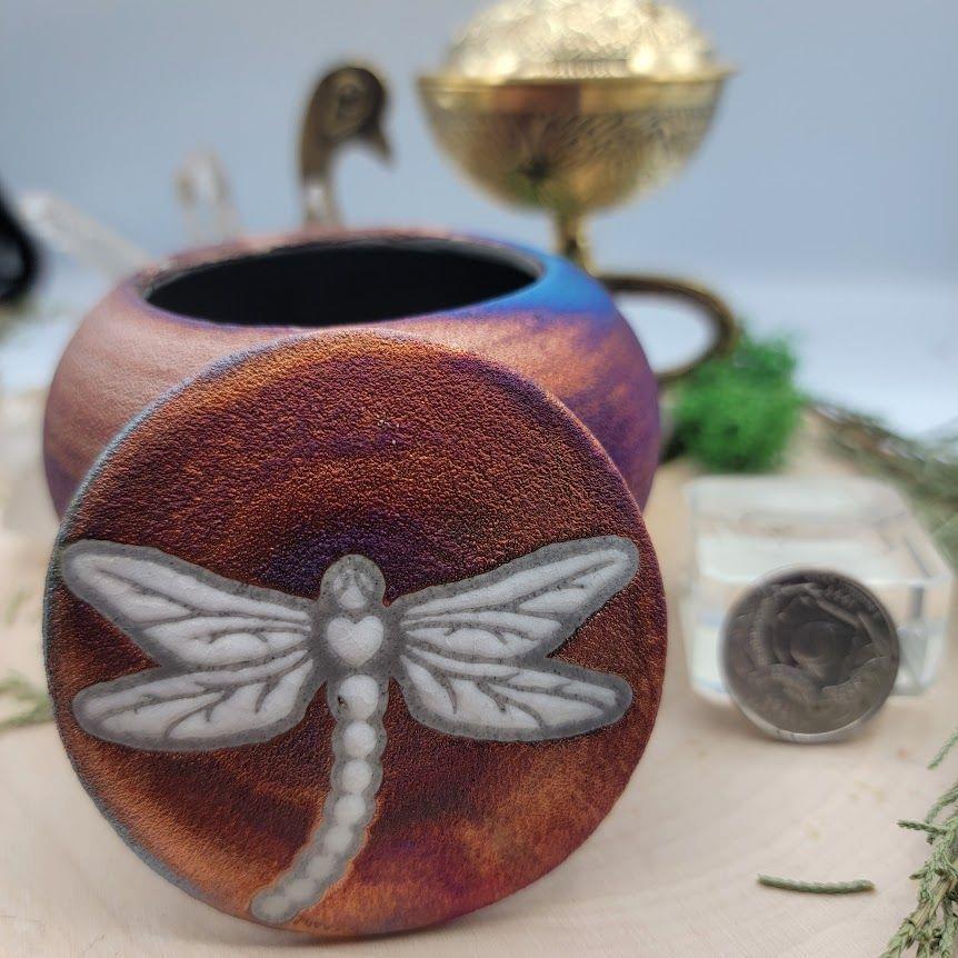 (3") Raku Jar - Dragonfly