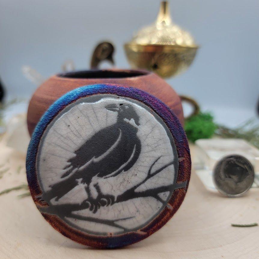 (3") Raku Jar - Raven