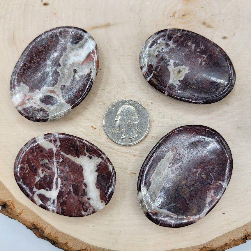 Red Zebra Marble Worry Stone