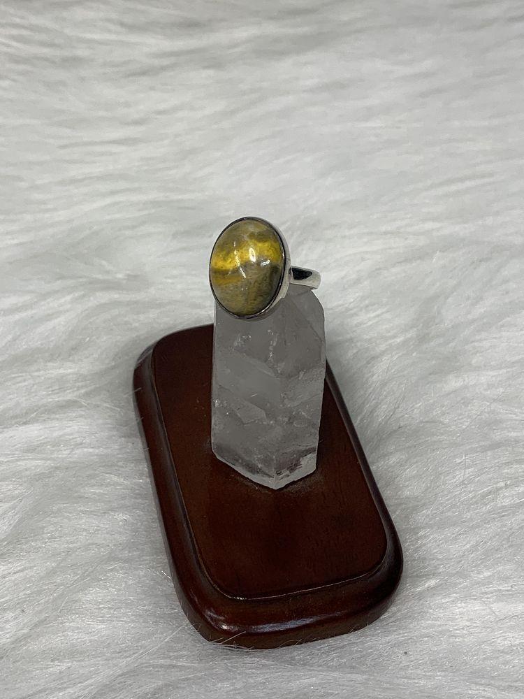 Sterling Silver Mustard Jasper Ring - Size 6
