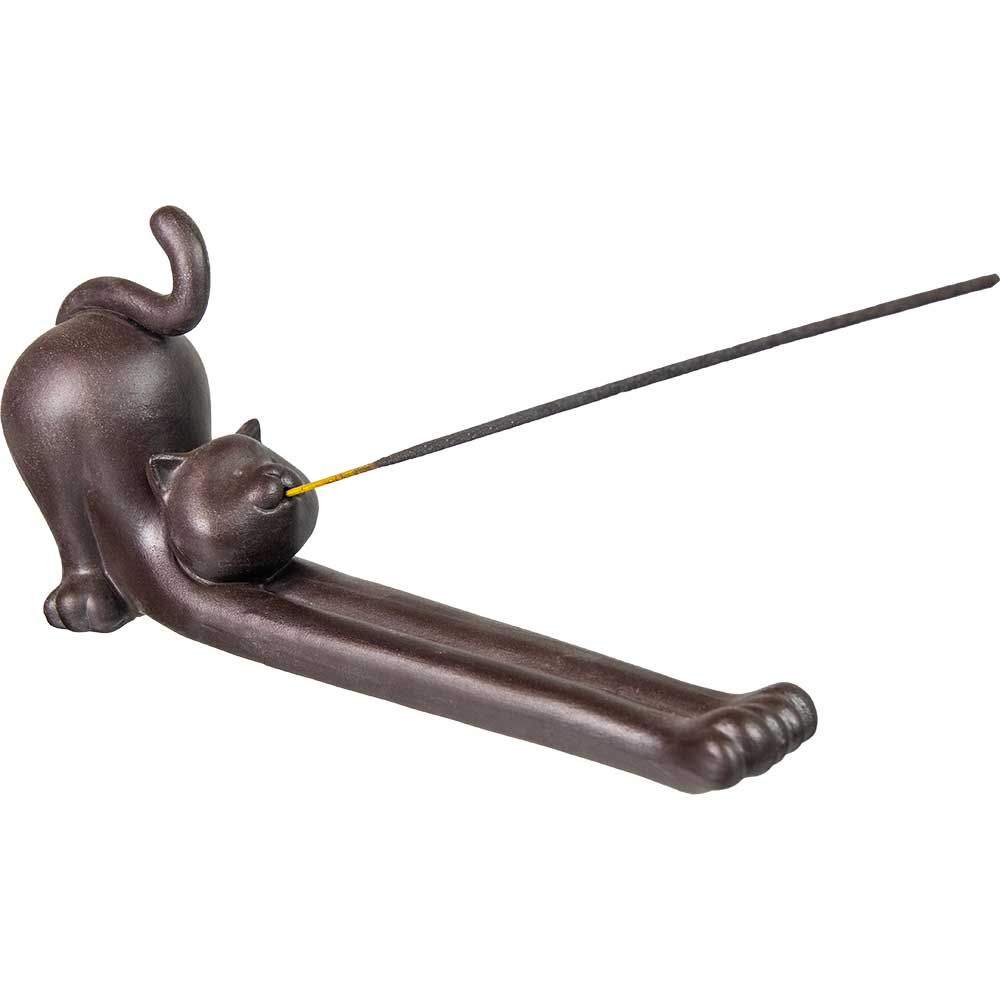 Ceramic Yoga Cat - Incense Burner (8")