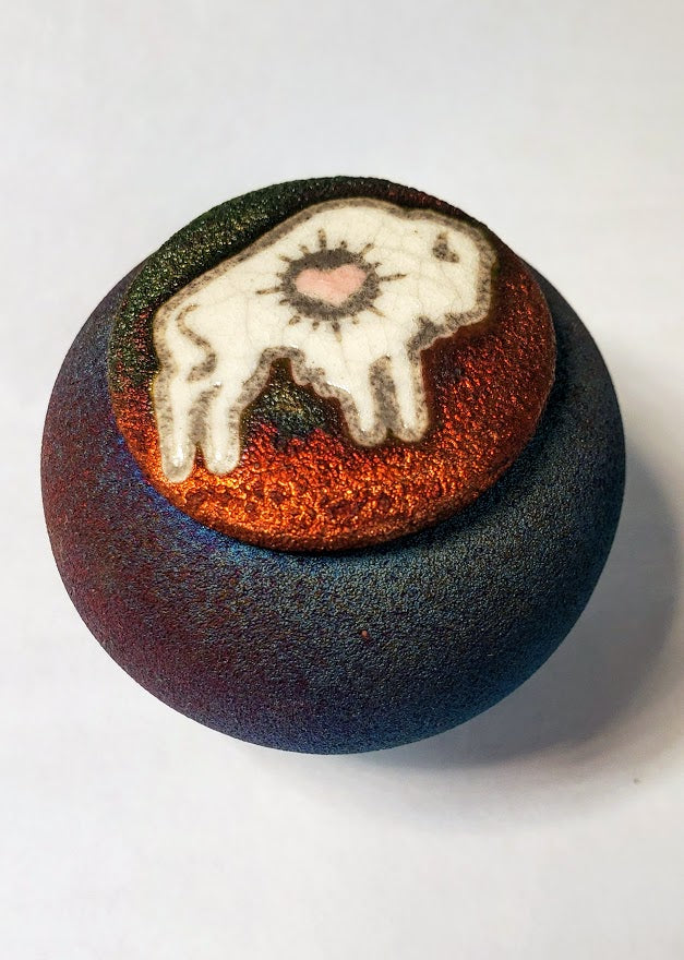 (1.5") Raku Jar - Heart Bison
